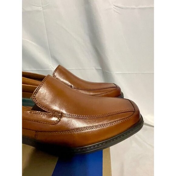 Clarks Mens Cosgrove Free Leather Dress Loafer Dark Tan Leather Size 10M NEW - Picture 2 of 7